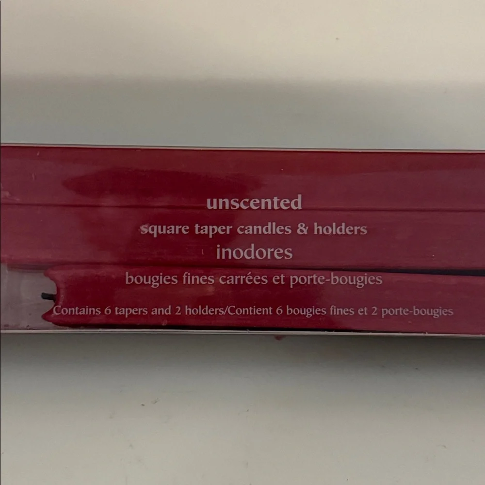 Pier 1 Red Square Taper Candles and Holders - Set of 6 - Picture 2 of 3